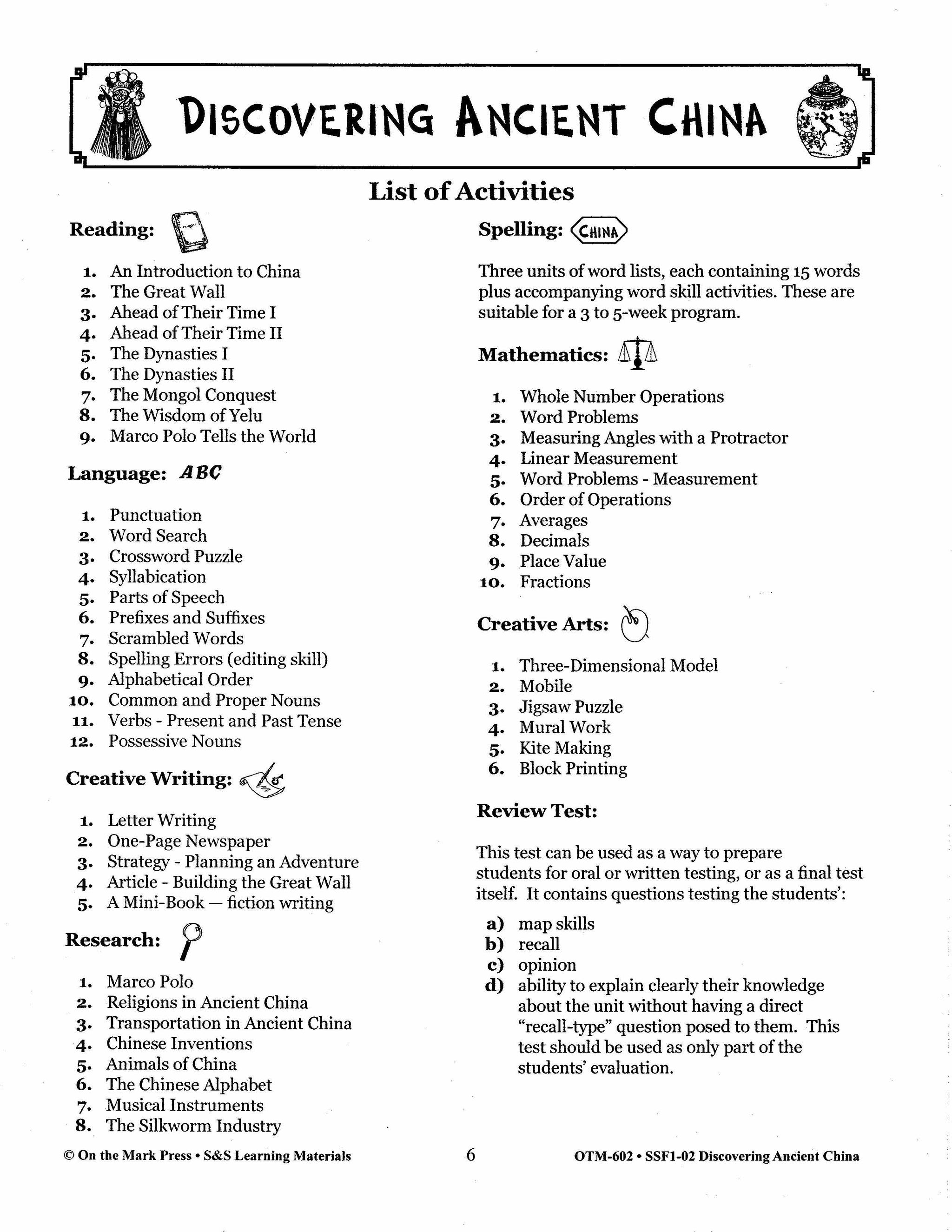 Ancient China Grades 4-6
