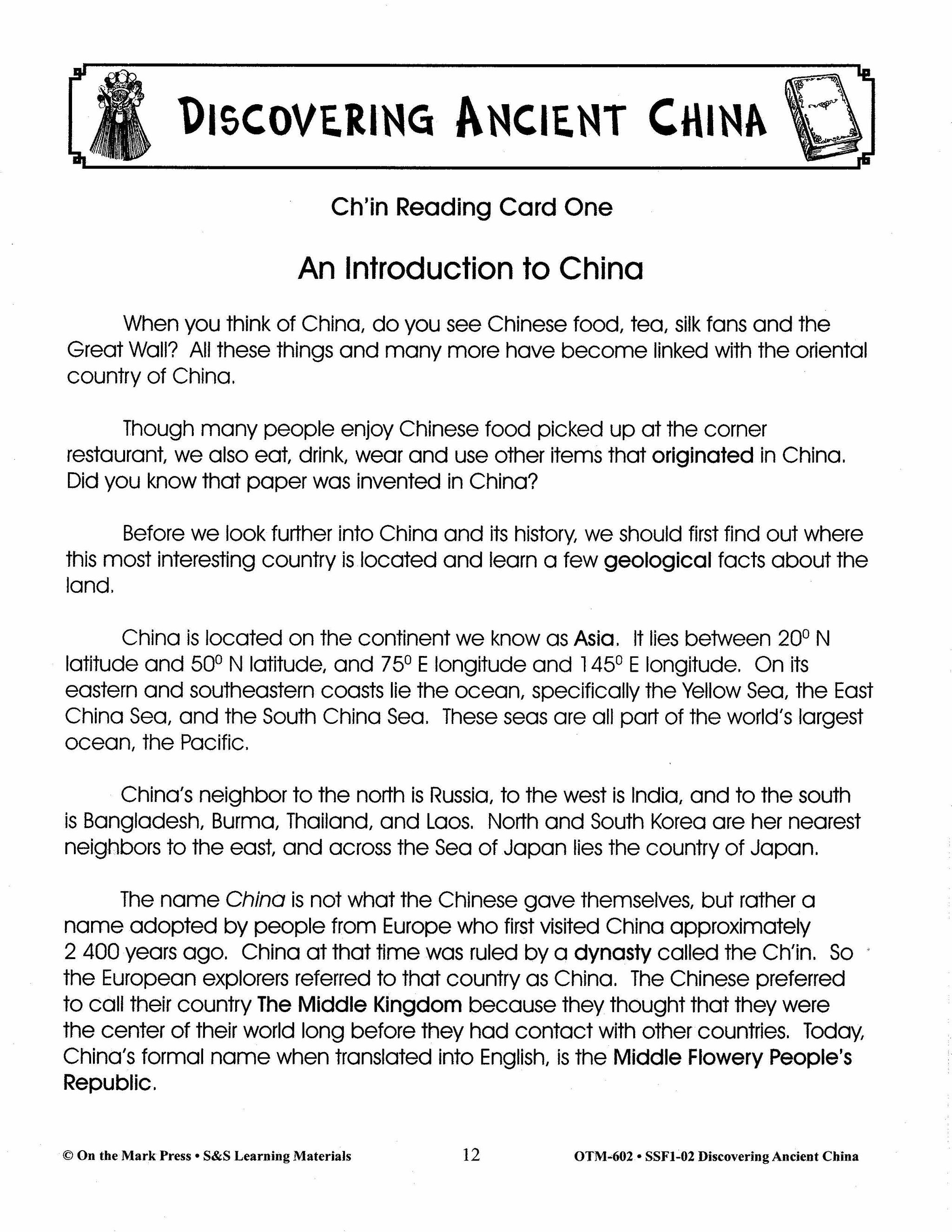 Ancient China Grades 4-6