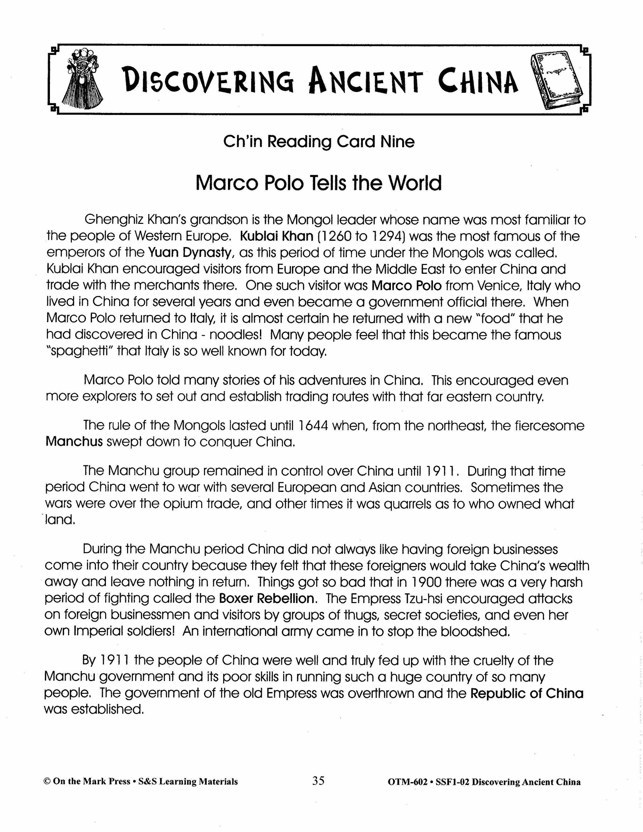 Ancient China Grades 4-6