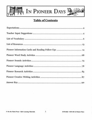 In Pioneer Days Grades 2-4