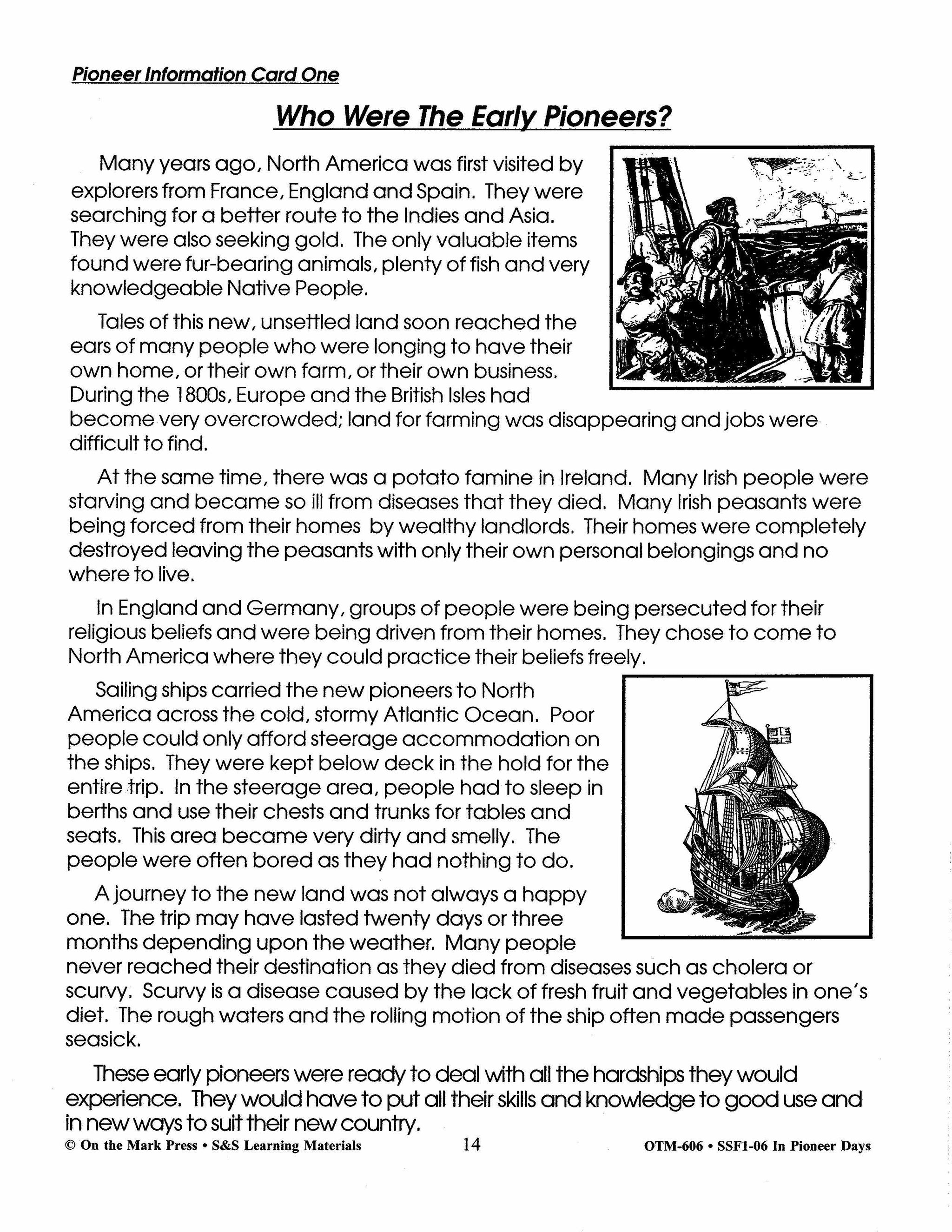 In Pioneer Days Grades 2-4