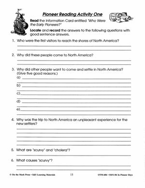 In Pioneer Days Grades 2-4