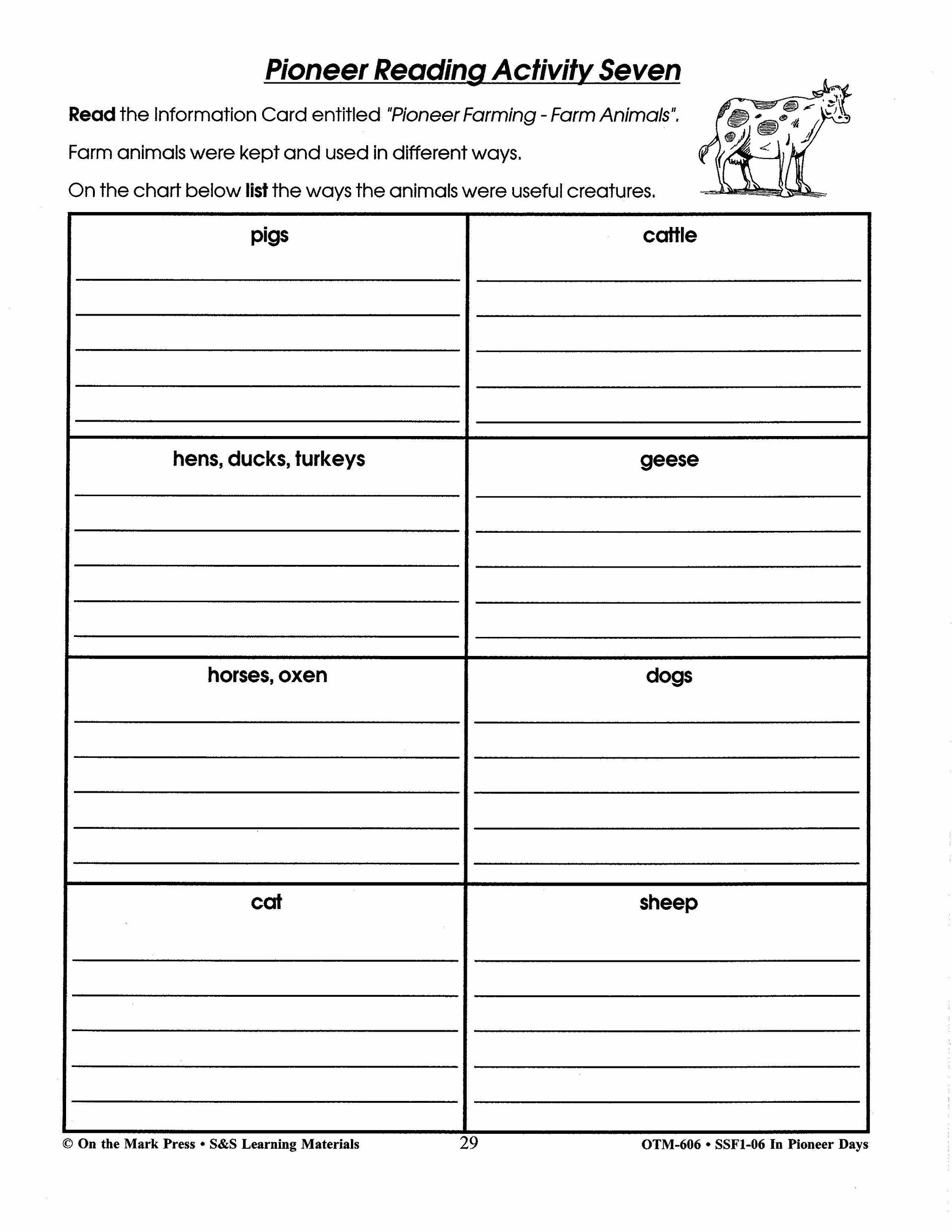 In Pioneer Days Grades 2-4