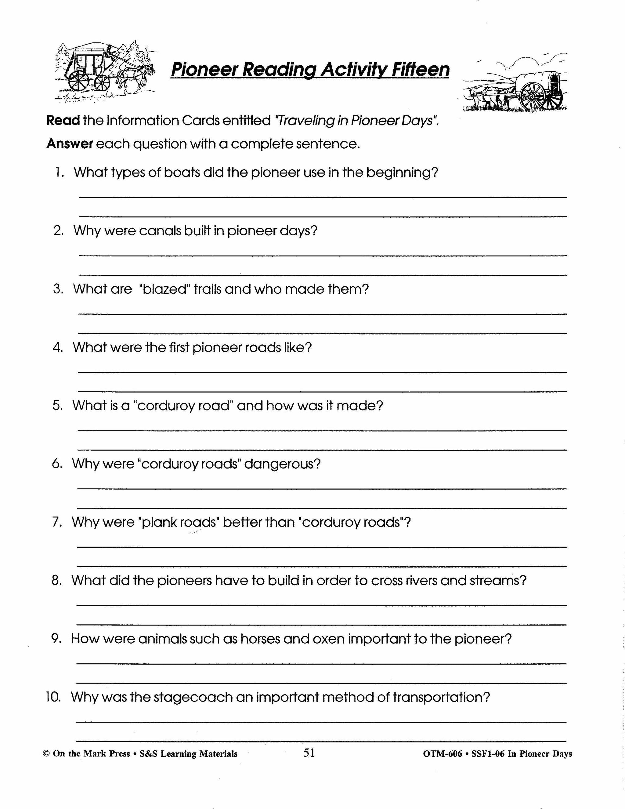 In Pioneer Days Grades 2-4