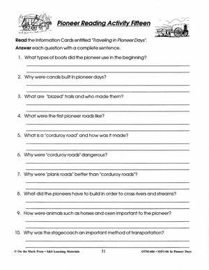 In Pioneer Days Grades 2-4