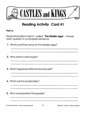 Castles and Kings Grades 4-6 Reading Level 3.0 to 4.0