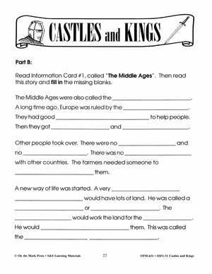 Castles and Kings Grades 4-6 Reading Level 3.0 to 4.0