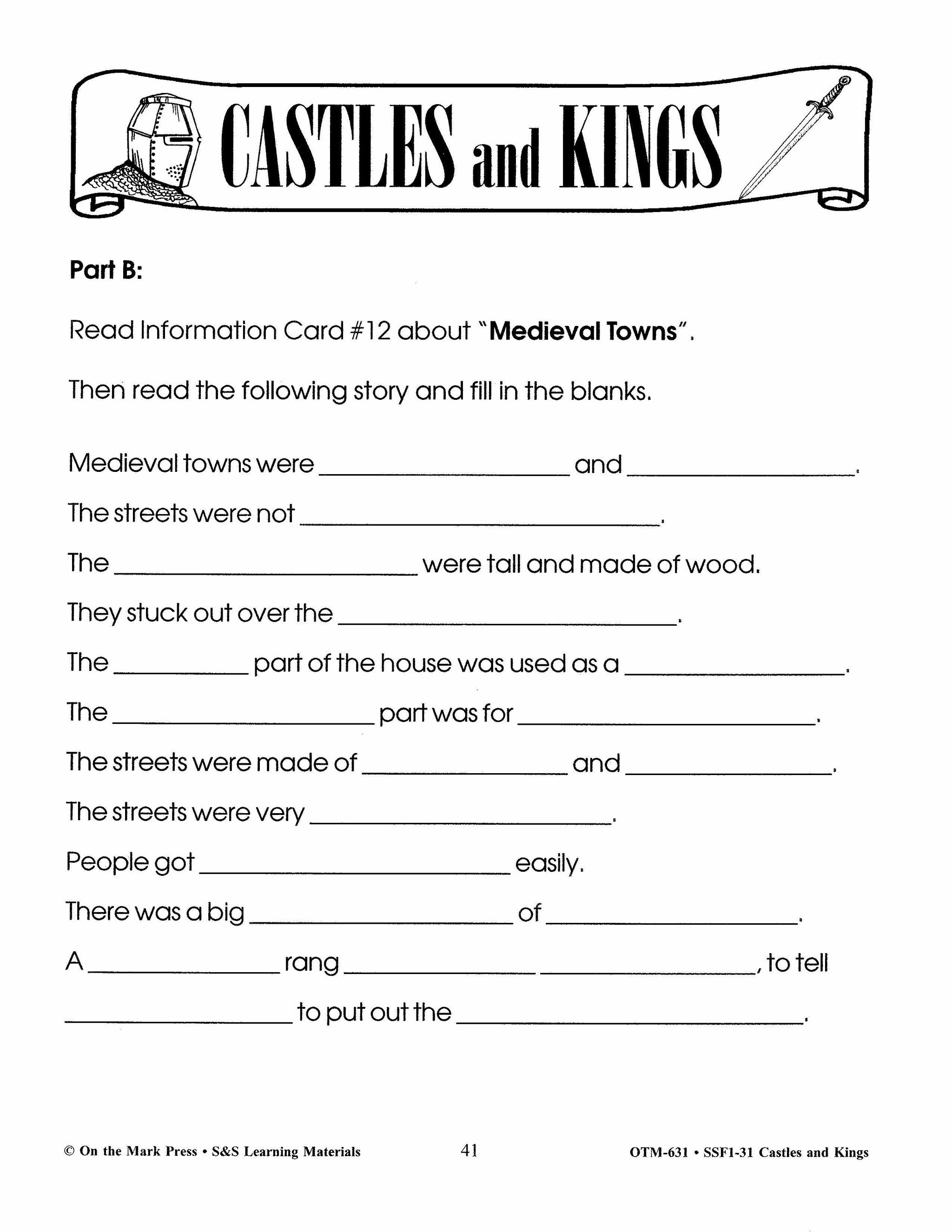 Castles and Kings Grades 4-6 Reading Level 3.0 to 4.0
