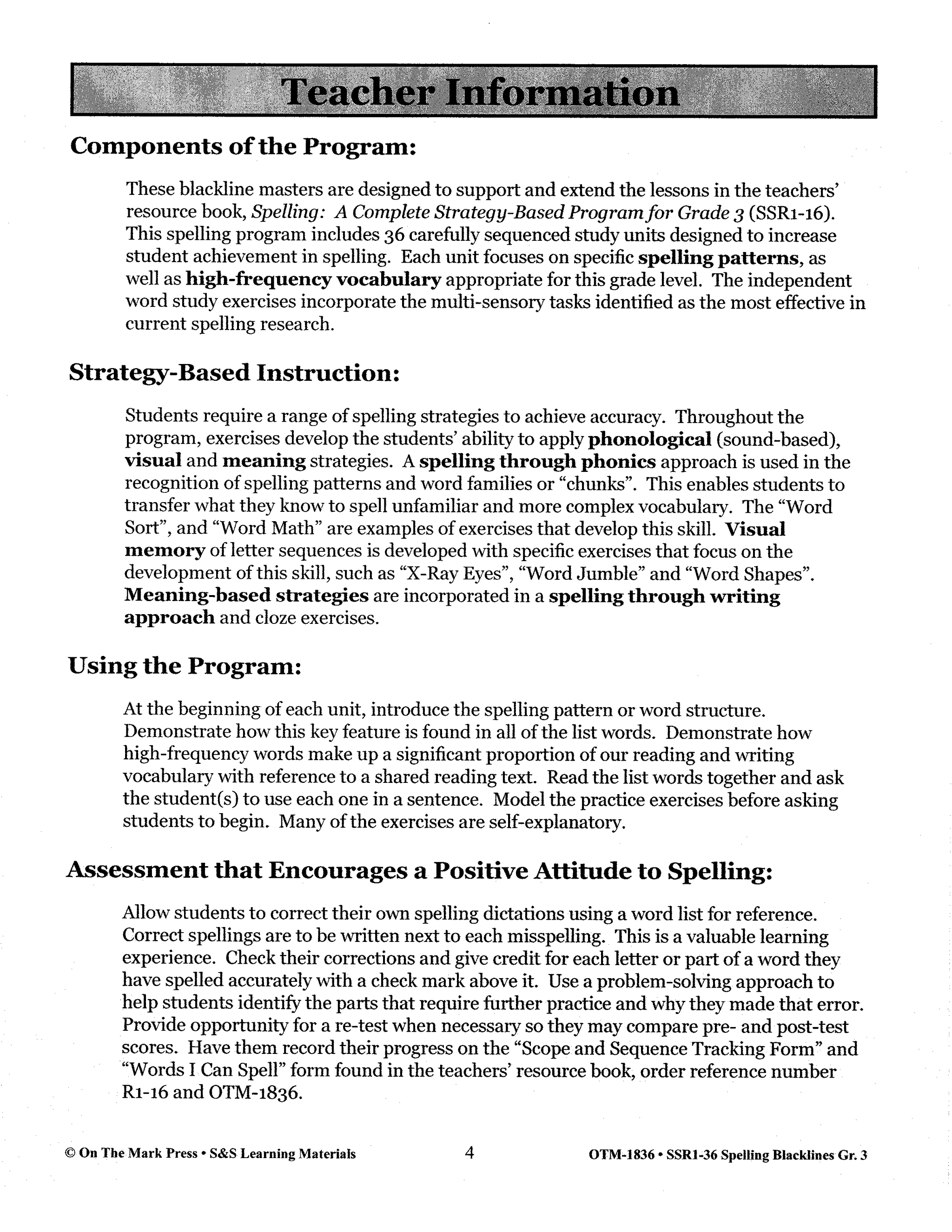 Spelling Grade 3 Program & Blacklines Bundle! * 36 Weeks of Content!