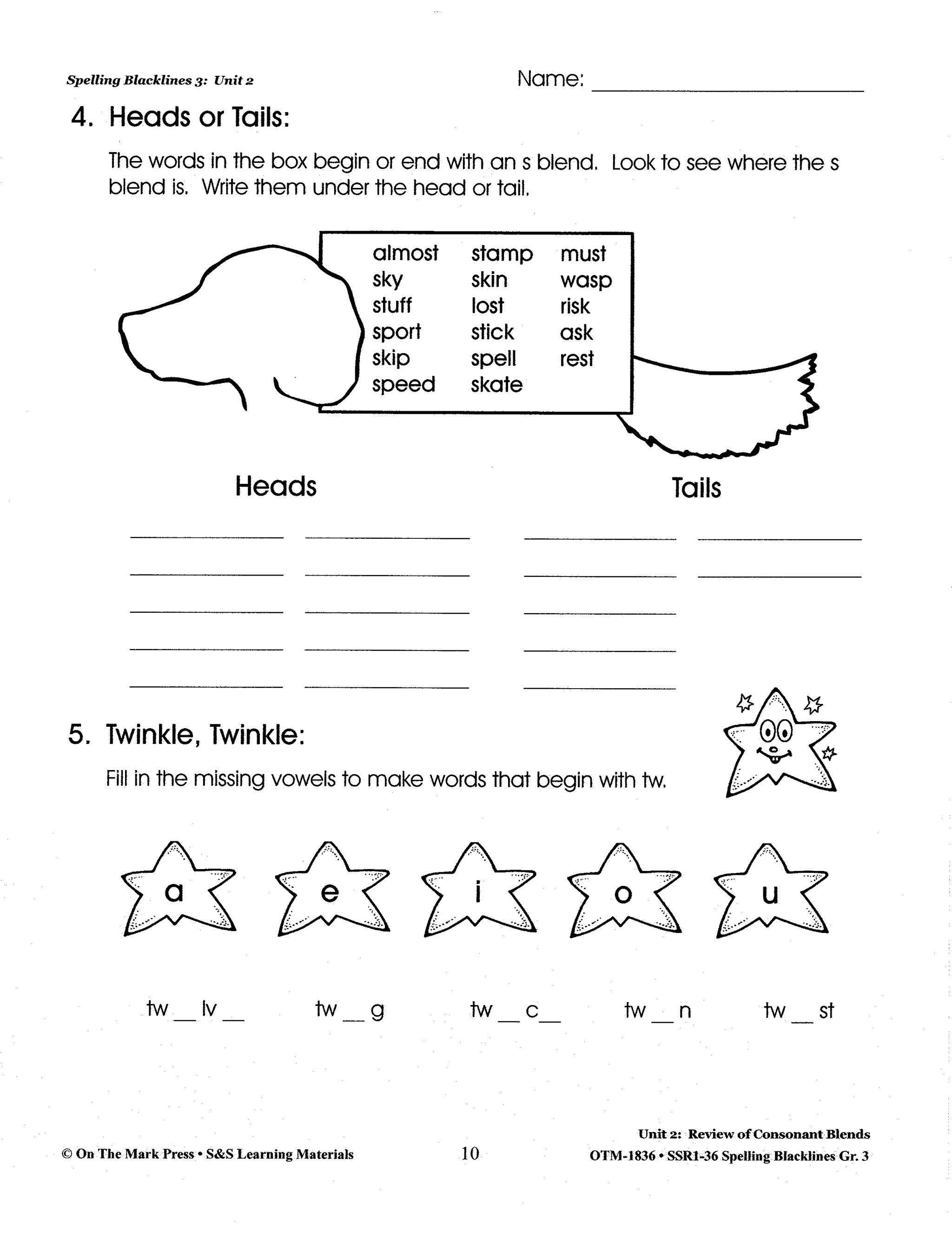 Spelling Grade 3 Program & Blacklines Bundle! * 36 Weeks of Content!