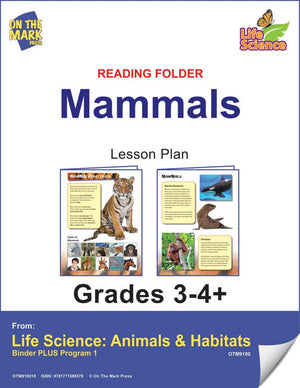 Mammals Full Color 4 Page Reading Folder Grades 3+