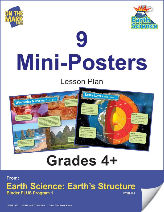 Earth's Structure - 9 Mini Posters /Layers/Tectonic Plates/Erosion/Soil/Faults