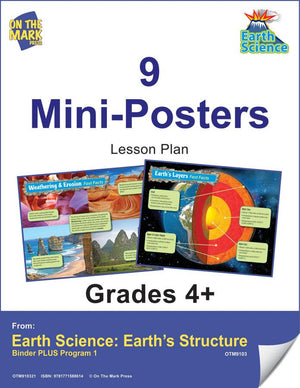 Earth's Structure - 9 Mini Posters /Layers/Tectonic Plates/Erosion/Soil/Faults
