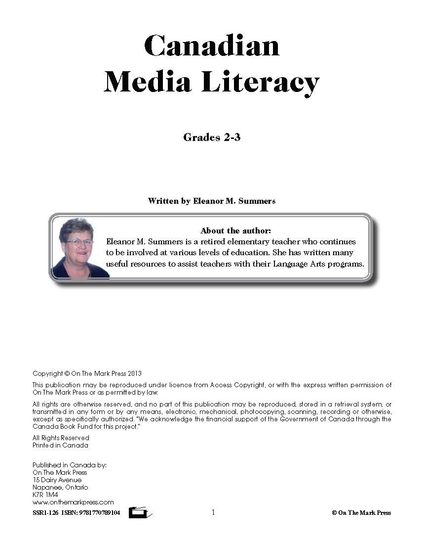 Media Literacy for Canadian Students Grades 2-3 - Understanding Texts and Media Forms