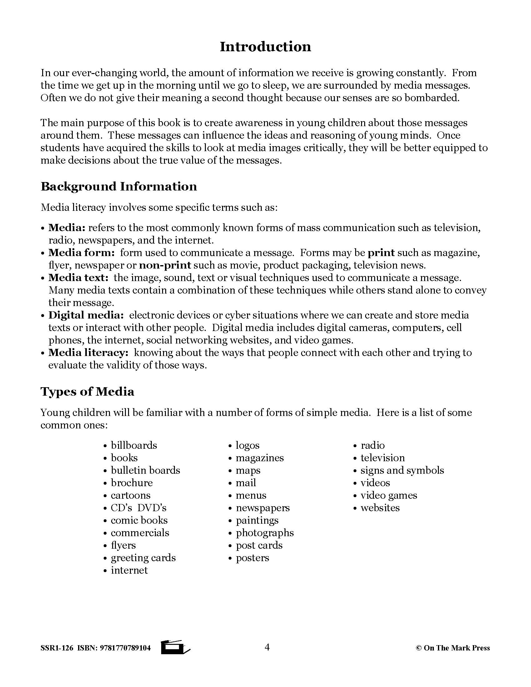 Media Literacy for Canadian Students Grades 2-3 - Understanding Texts and Media Forms