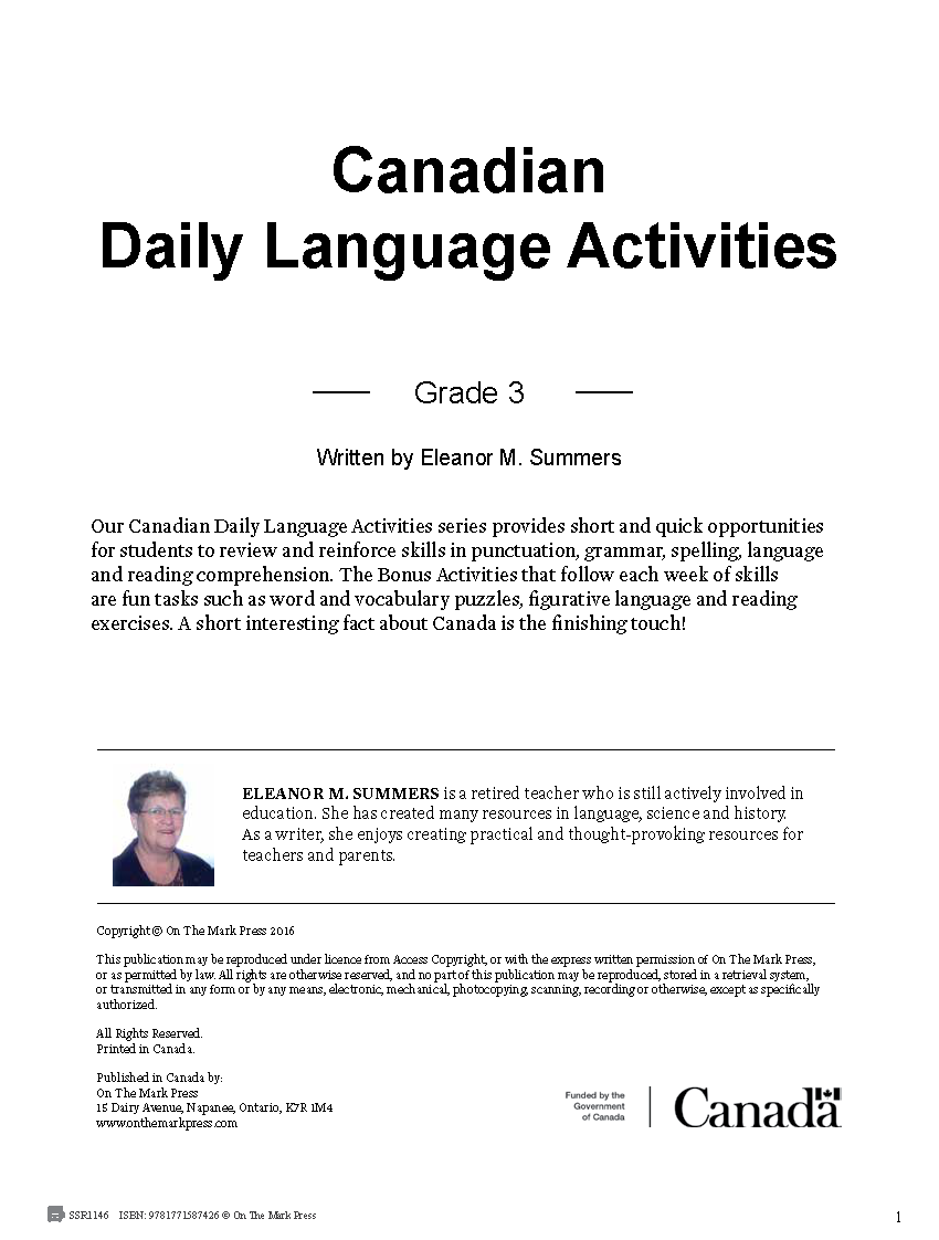 Canadian Daily Language Activities Grade 3
