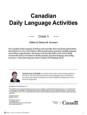 Canadian Daily Language Activities Grade 3