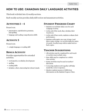 Canadian Daily Language Activities Grade 3