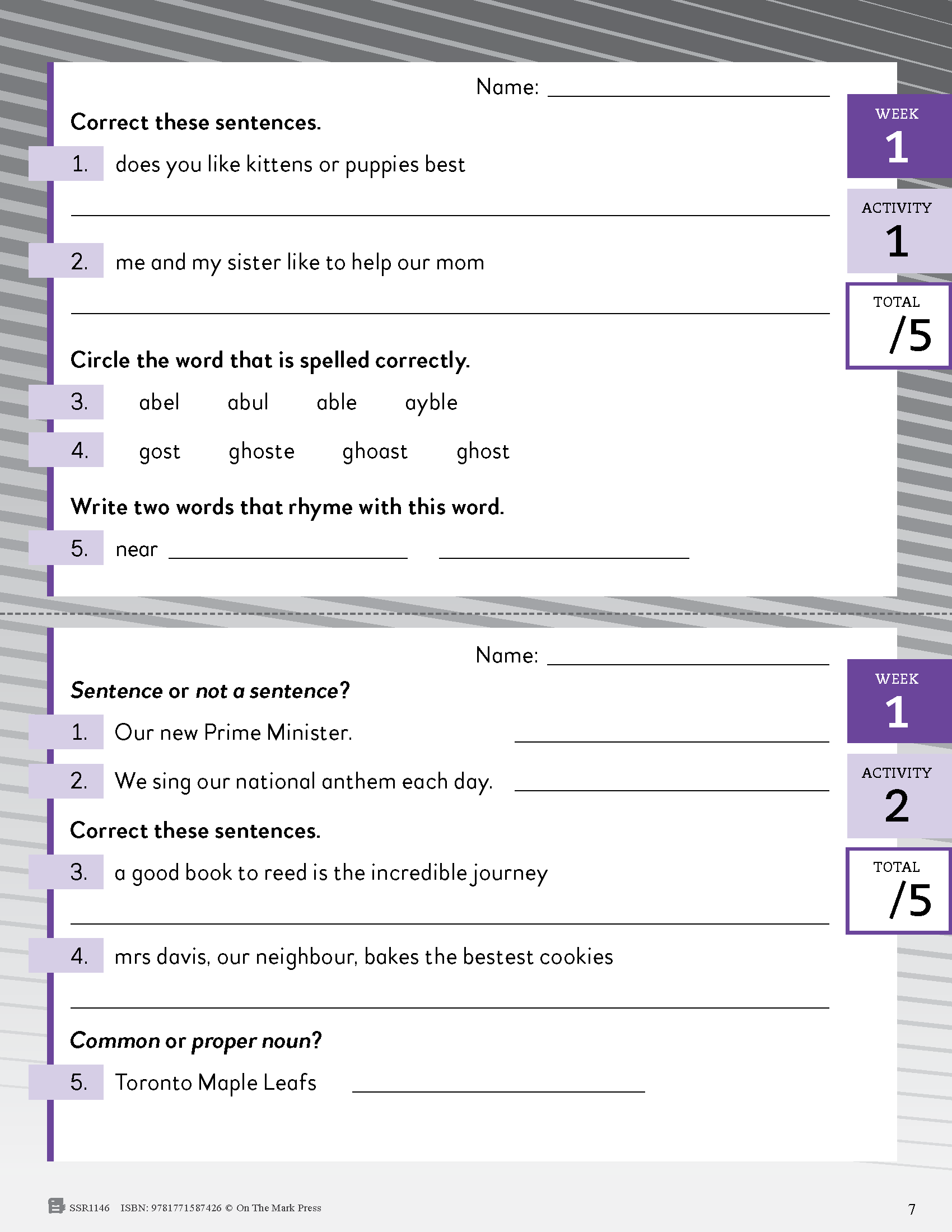 Canadian Daily Language Activities Grade 3