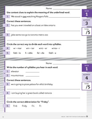 Canadian Daily Language Activities Grade 3