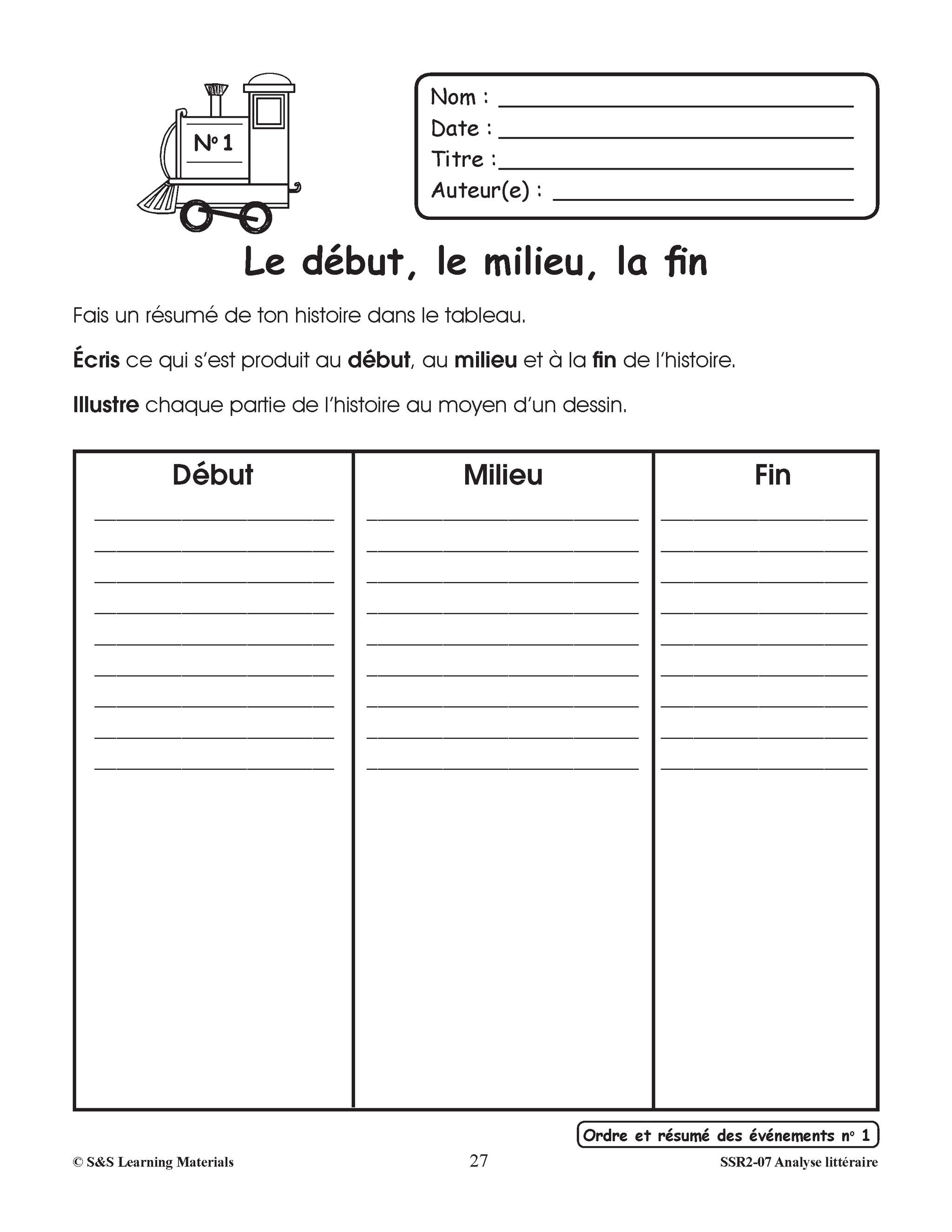 Analyse littéraire 1e à 3e année