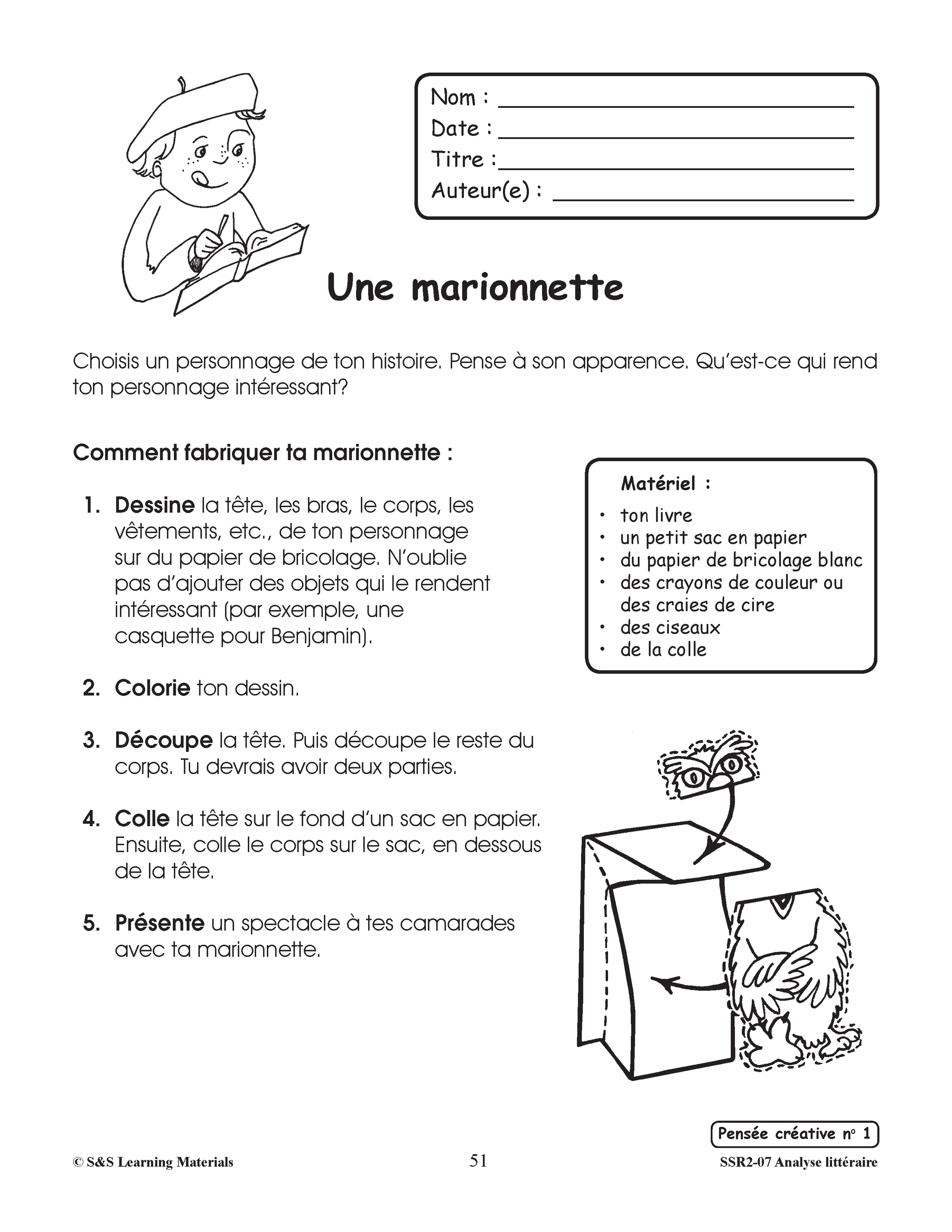 Analyse littéraire 1e à 3e année