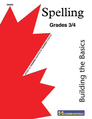 Spelling Grades 3/4 Workbook - Canadian Spelling Lessons/Worksheets