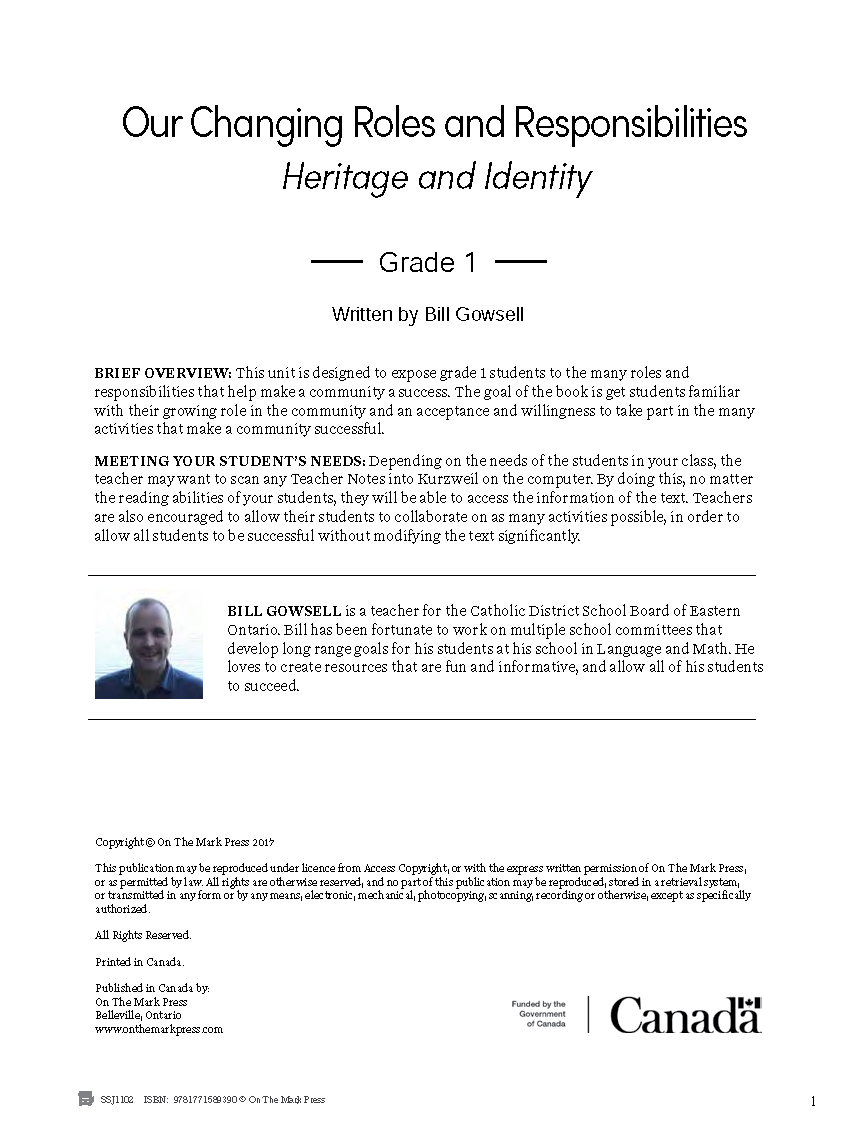 Ontario Grade 1 Social Studies Curriculum Savings Bundle!