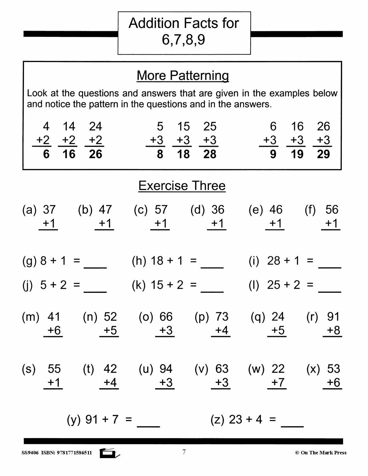 Addition Drill Facts Workbook Grades 2/3 #2