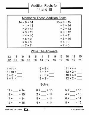 Addition Drill Facts Workbook Grades 2/3 #2