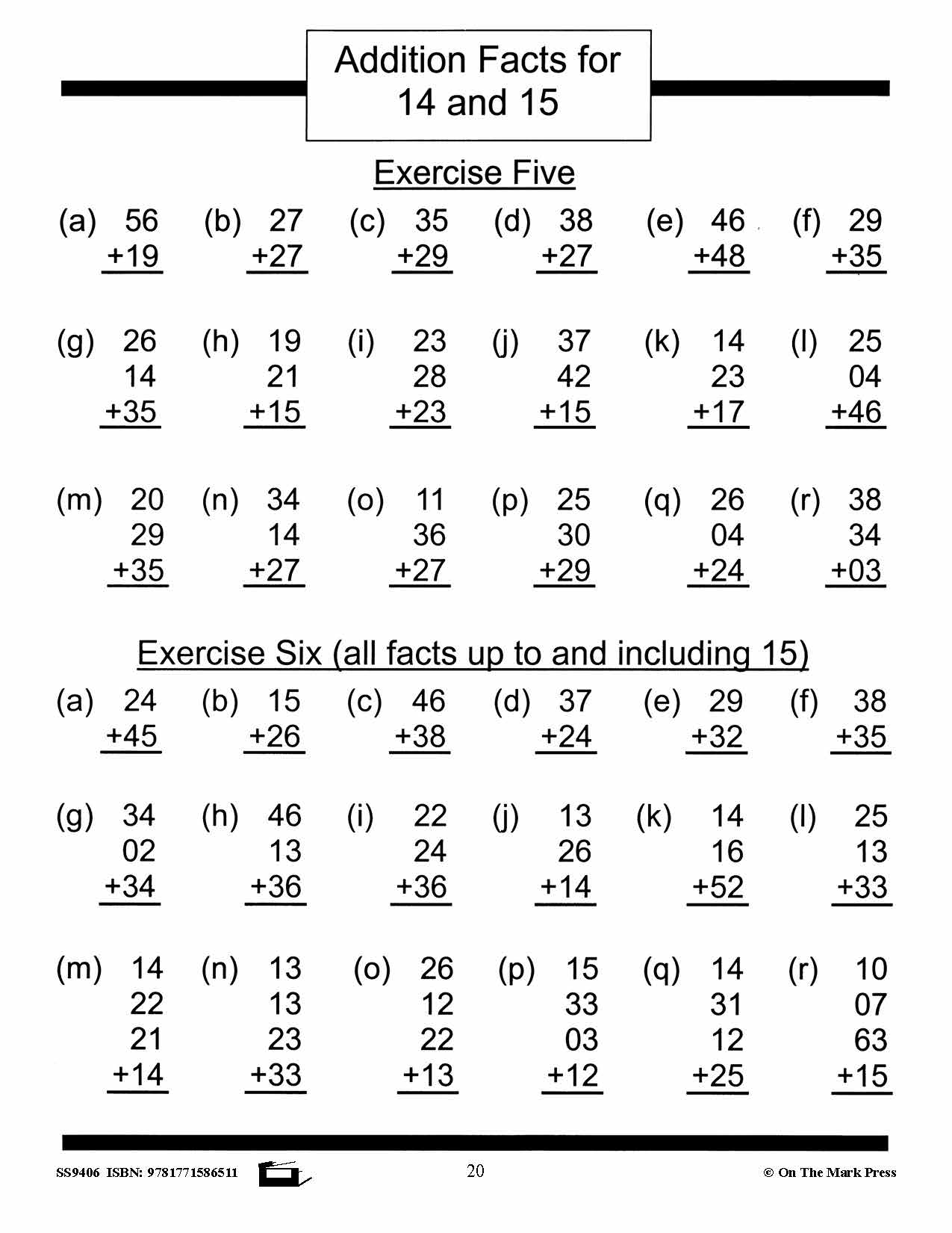 Addition Drill Facts Workbook Grades 2/3 #2