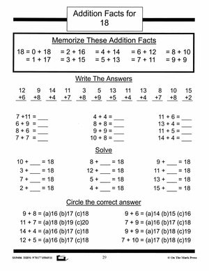 Addition Drill Facts Workbook Grades 2/3 #2
