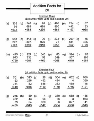 Addition Drill Facts Workbook Grades 2/3 #2