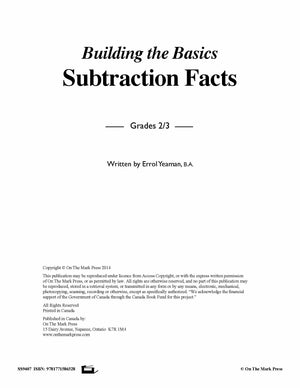 Subtraction Facts Workbook Grades 2/3
