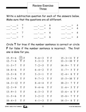 Subtraction Facts Workbook Grades 2/3