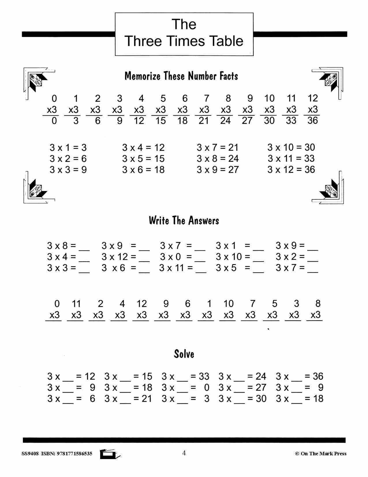 Multiplication Facts Workbook Grades 3/4  #1