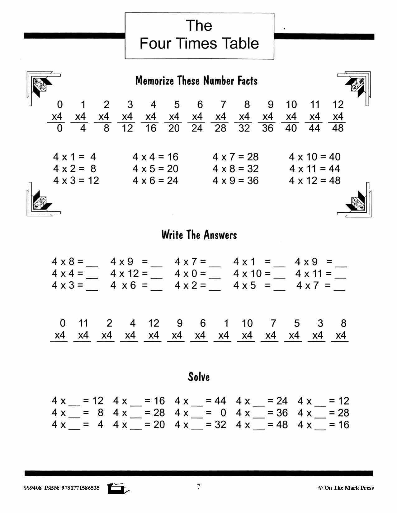 Multiplication Facts Workbook Grades 3/4  #1