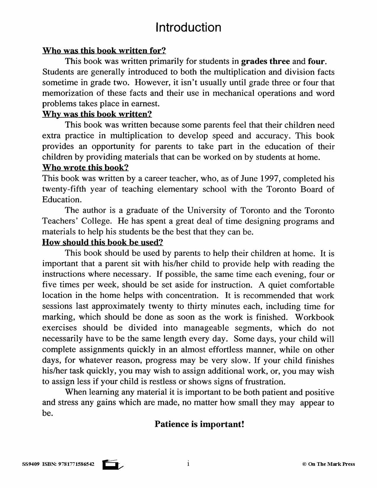 Multiplication Facts Workbook Grades 3/4  #2