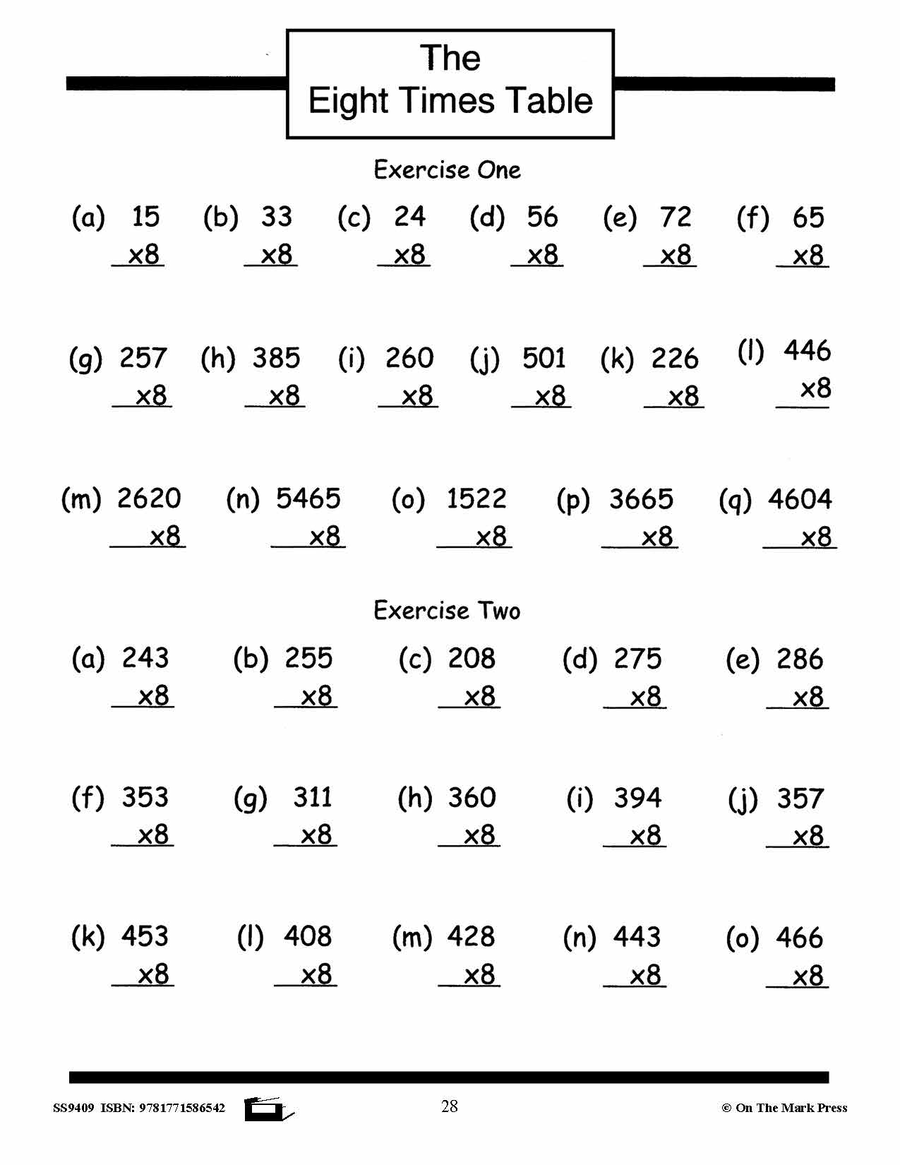 Multiplication Facts Workbook Grades 3/4  #2
