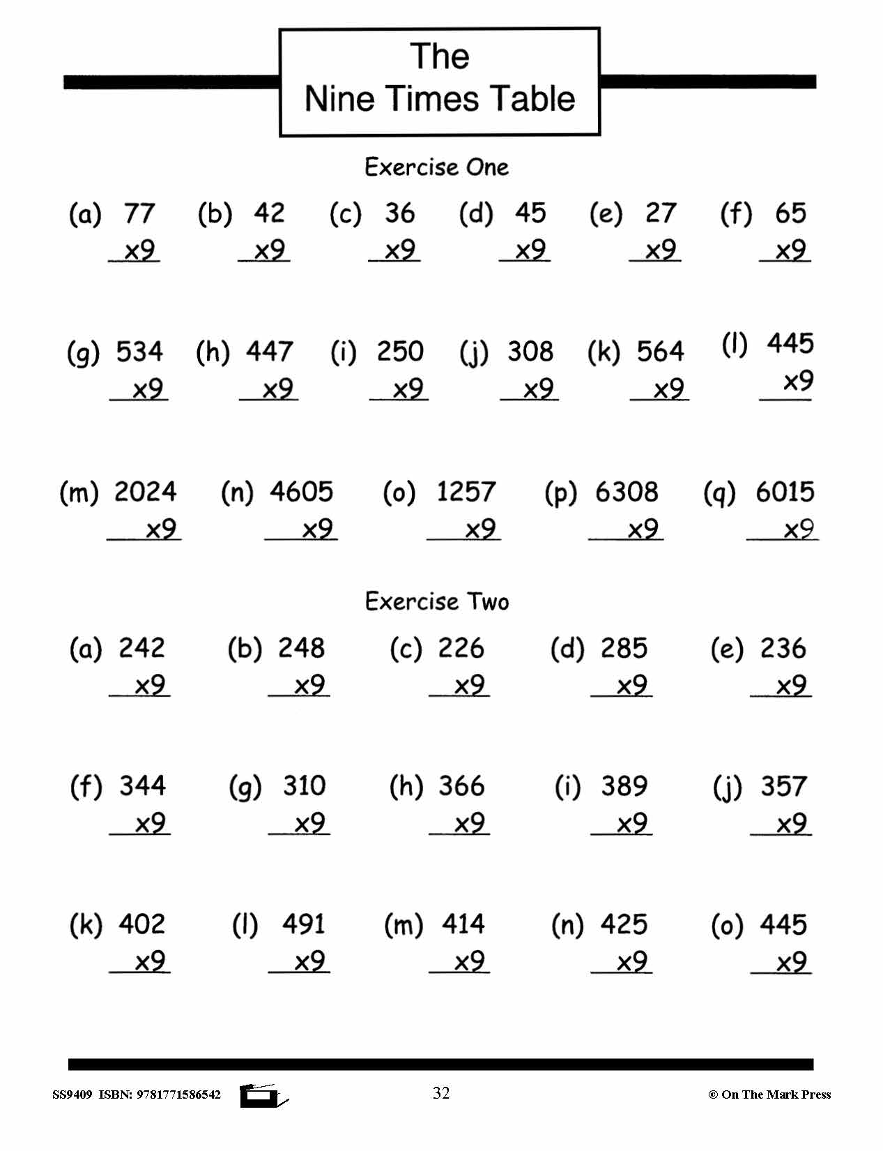 Multiplication Facts Workbook Grades 3/4  #2