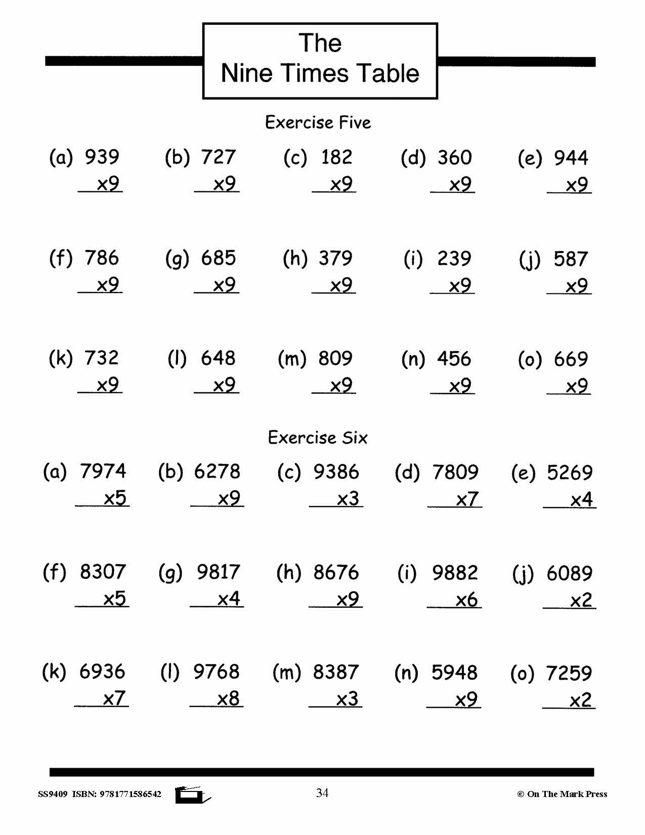 Multiplication Facts Workbook Grades 3/4  #2