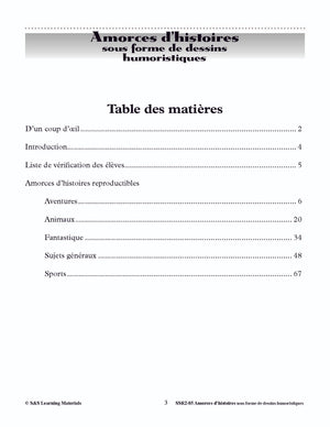 Amorces d'histoires dessins humoristiques 1e à 3e année