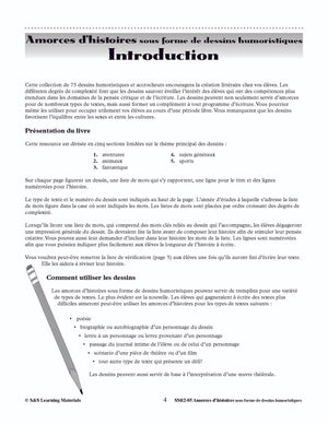 Amorces d'histoires dessins humoristiques 1e à 3e année