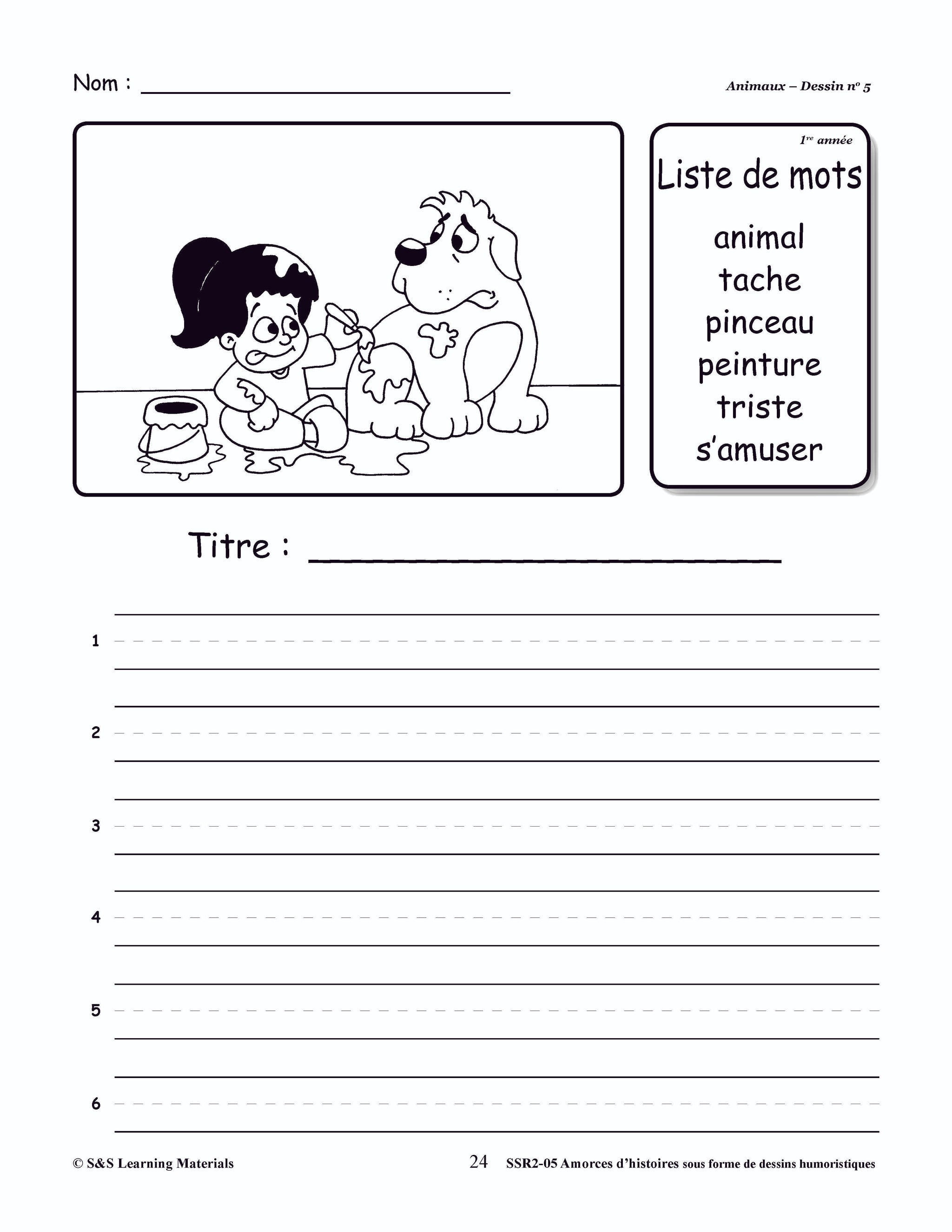 Amorces d'histoires dessins humoristiques 1e à 3e année