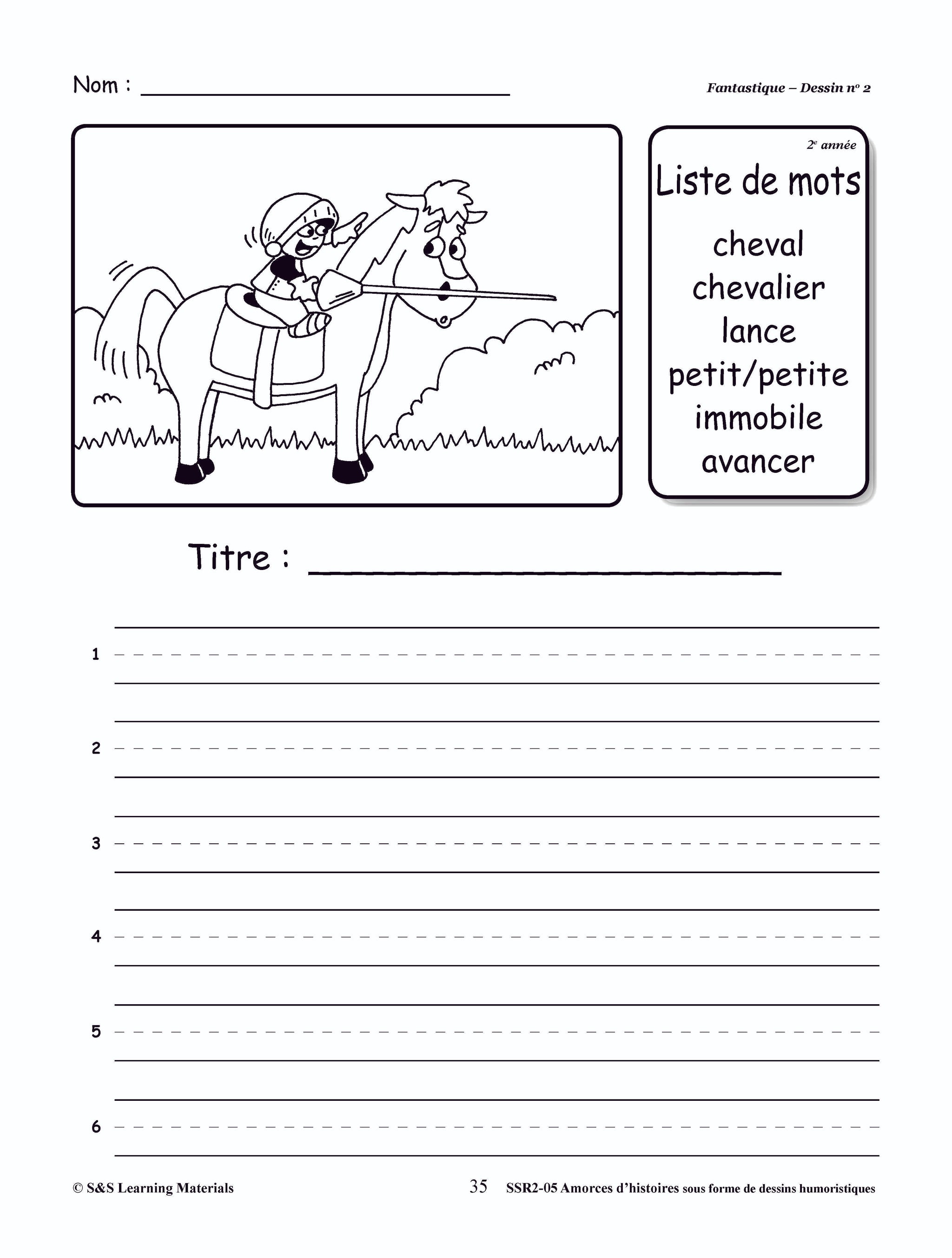 Amorces d'histoires dessins humoristiques 1e à 3e année