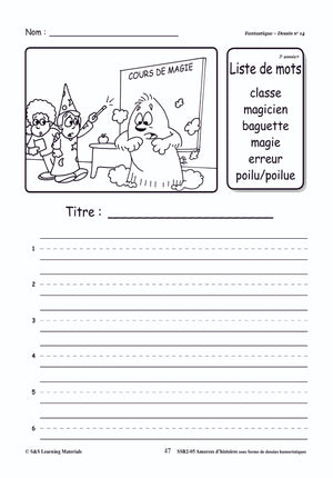 Amorces d'histoires dessins humoristiques 1e à 3e année