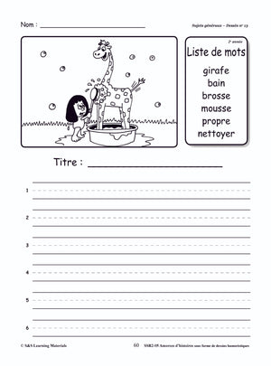 Amorces d'histoires dessins humoristiques 1e à 3e année