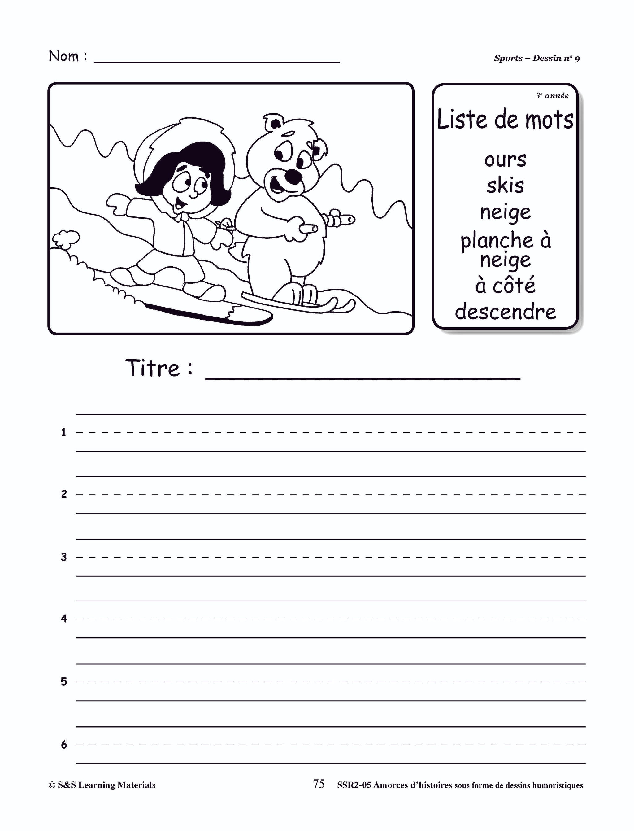 Amorces d'histoires dessins humoristiques 1e à 3e année