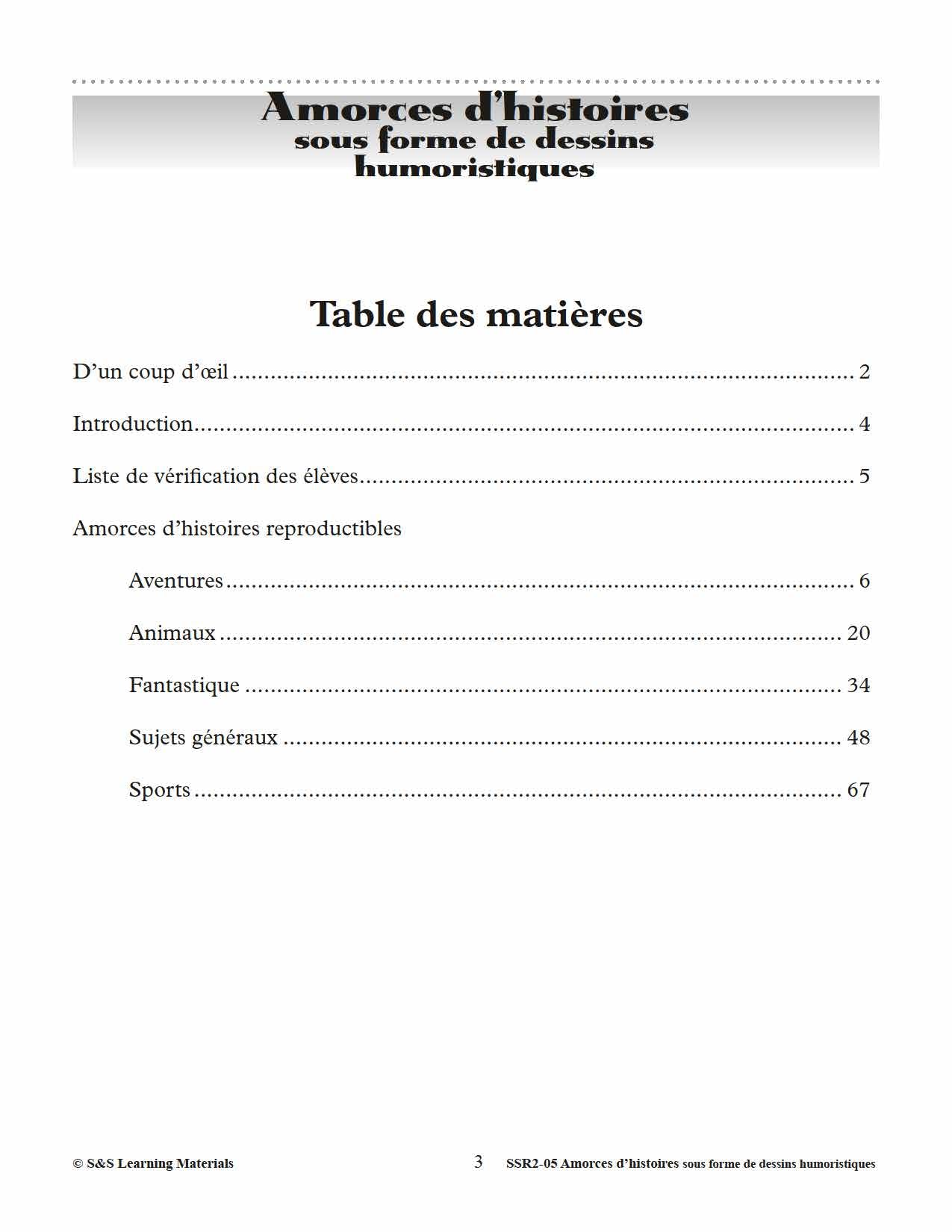 Amorces d'histoires dessins humoristiques 1e à 3e année
