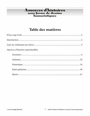 Amorces d'histoires dessins humoristiques 1e à 3e année